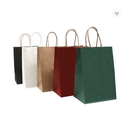 Alışveriş için Saplı Biyobozunur Kahverengi Kraft Kağıt Taşıma Çantaları