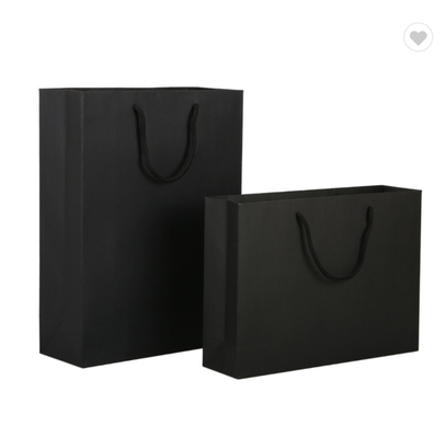 ODM Mat Laminasyon Kağıt Torba Ambalajı Özel Logo Siyah Alışveriş Çantası
