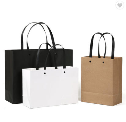 Kişiye Özel Kraft Çanta Kahverengi Alışveriş Çantaları Siyah Logo Baskılı