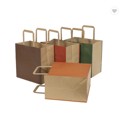 CMYK Düz Renk Düz Kraft Kağıt Hediyelik Çantalar Çevre Dostu Kağıt Çantalar 190gsm