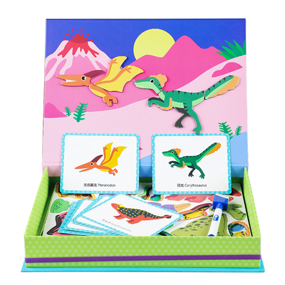 Anaokulu için Çocuklar Manyetik Yapboz Dinozor Kitap Oyun Kutusu Oyuncaklar